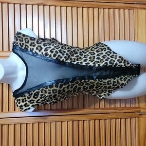 Animal Print Brown n Black Mesh Fashion Costume Theme Party Dance Stage Bodysuit